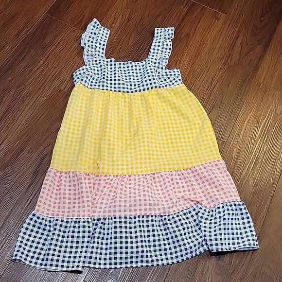 SHEIN Colorblock Gingham Midi Ruffle Tiered Dress M SO CUTE! - Picture 3 of 8